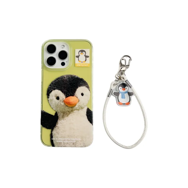 Wei Xin Acrylic Material Waving Penguin Phone Cases Compatible With IPhone 16/15 Pro Max/Apple 13/14 Pro/Max-4