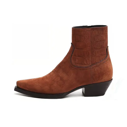 SAINT LAURENT Wyatt Ankle Boots Women's Brown