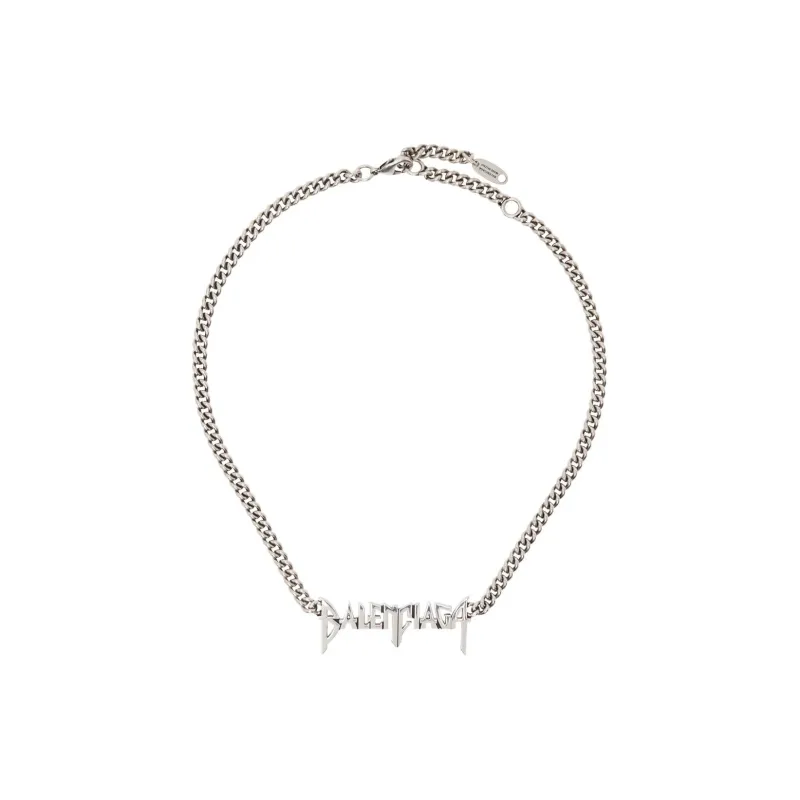 Balenciaga Brass Metal Necklaces Women's Silver-2