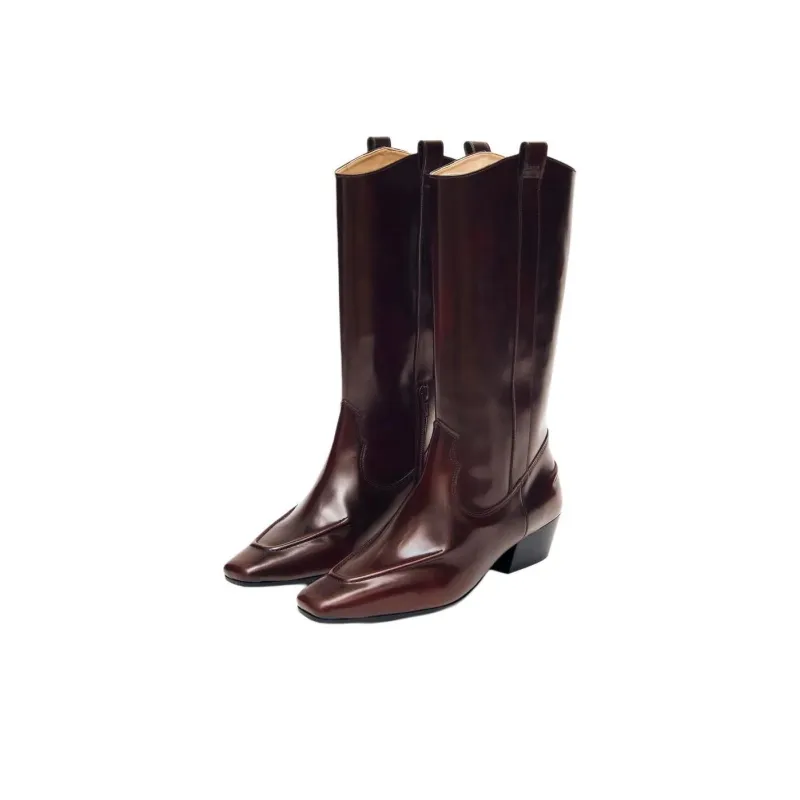 ALOHAS Chase Knee-high Boots 4.5cm Women's Burgundy-2
