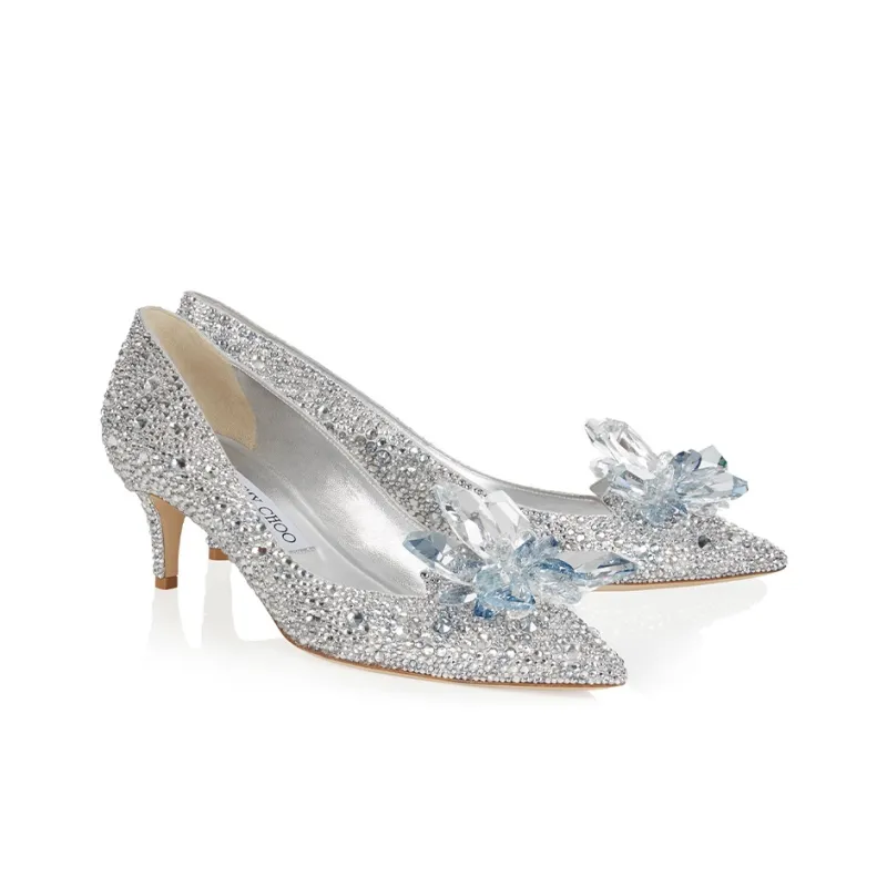 Jimmy Choo Allure Slim Heel High Heels 5cm Women's Silver White-2
