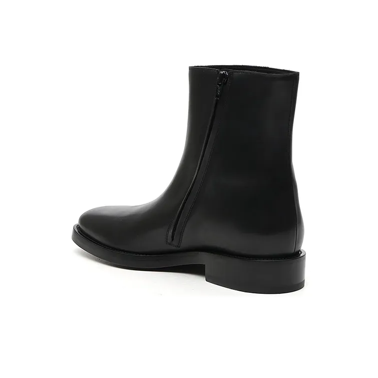 Balenciaga Leather Ankle Boot Black White Logo-3