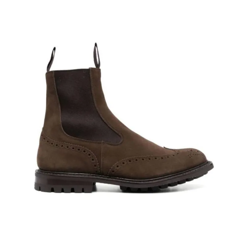 Tricker's Flint Brogue-detail Suede Boots-1