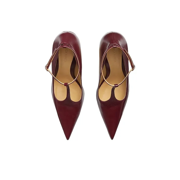 Bottega Veneta Punta Irregular Heel High Heels 10cm Women's Red-1
