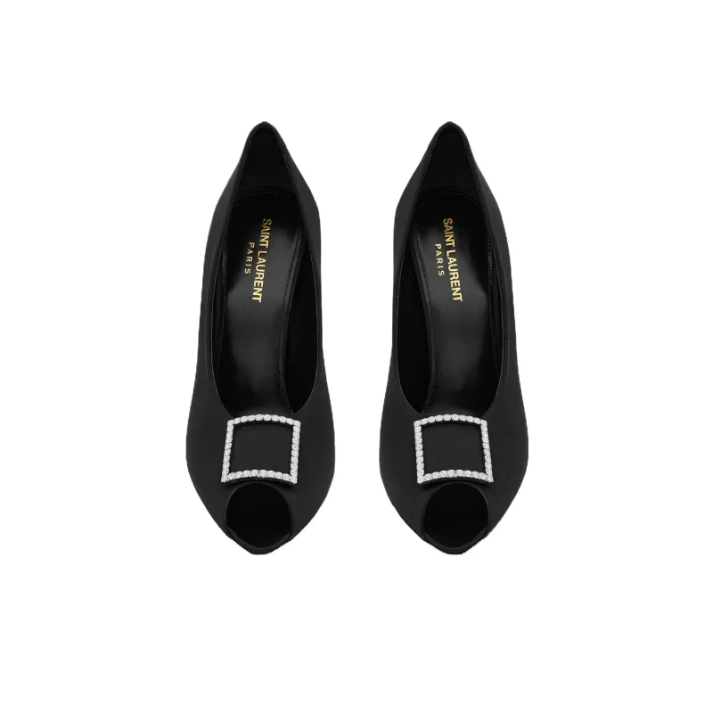 SAINT LAURENT Peep Almond Toe Pumps-4