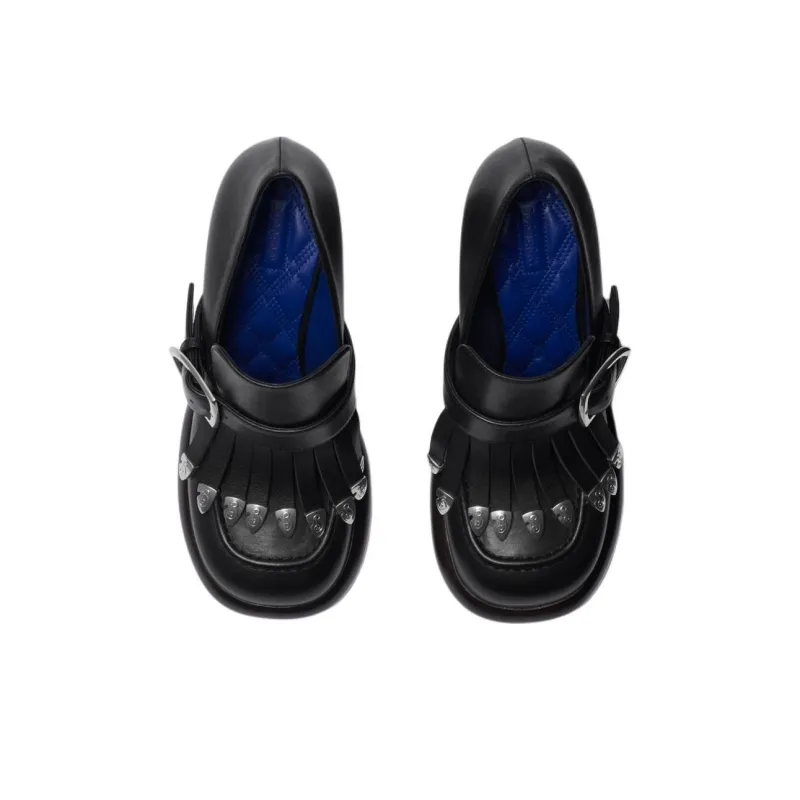 Burberry Wedge Chunky Heel High Heels 9.5cm Women's Black-3