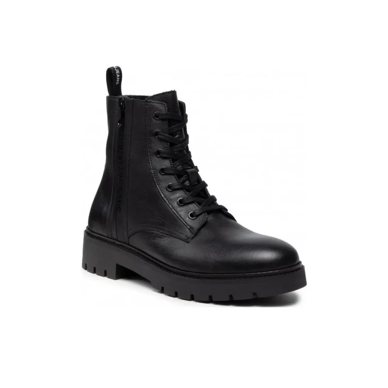 CKJ CALVIN KLEIN JEANS Lace up Leather Combat Boots-2