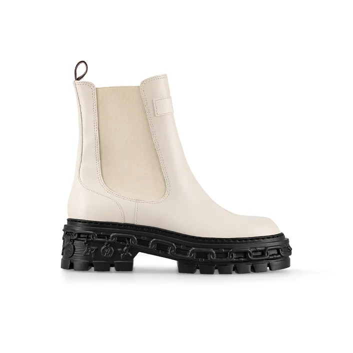 LOUIS VUITTON Record Short Chelsea Boots Women's White-1