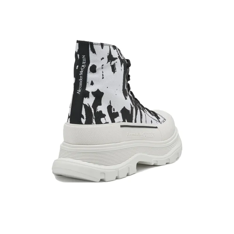 Alexander McQueen Graffiti Tread Slick Boot White Black-3