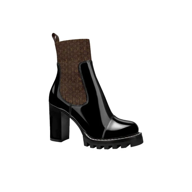 LOUIS VUITTON Star Trail Ankle Boots 8.5cm Women's Black-1