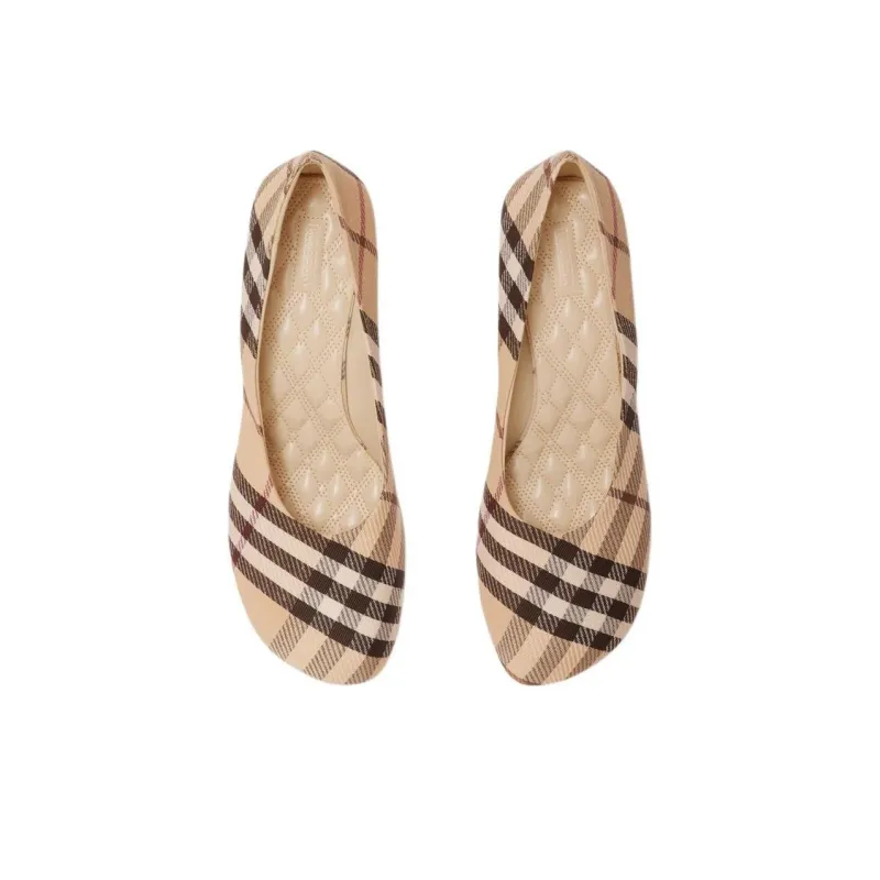 Burberry Check Slim Heel High Heels 4.5cm Women's Light Brown-3