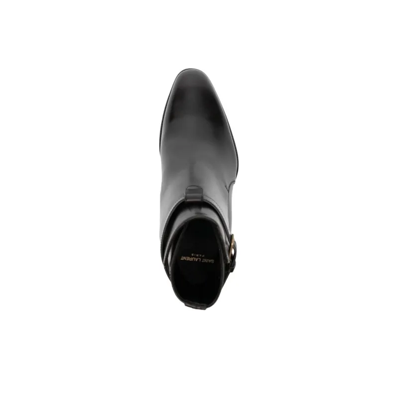 SAINT LAURENT Wyatt Leather Ankle Boots-3