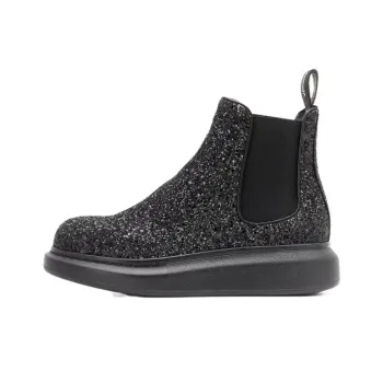 Alexander McQueen Glitter Detail Ankle Boots 'Black' Women's