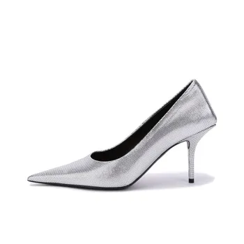 Balenciaga Embossed Square Knife Pumps 'Silver' Women's