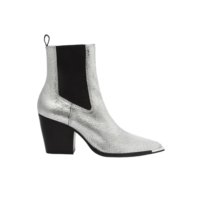 Schutz Short Chelsea Boots 8.3cm Women's Silver-1