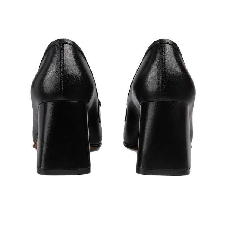 GUCCI Chunky Heel High Heels 3.5cm Women's Black-4