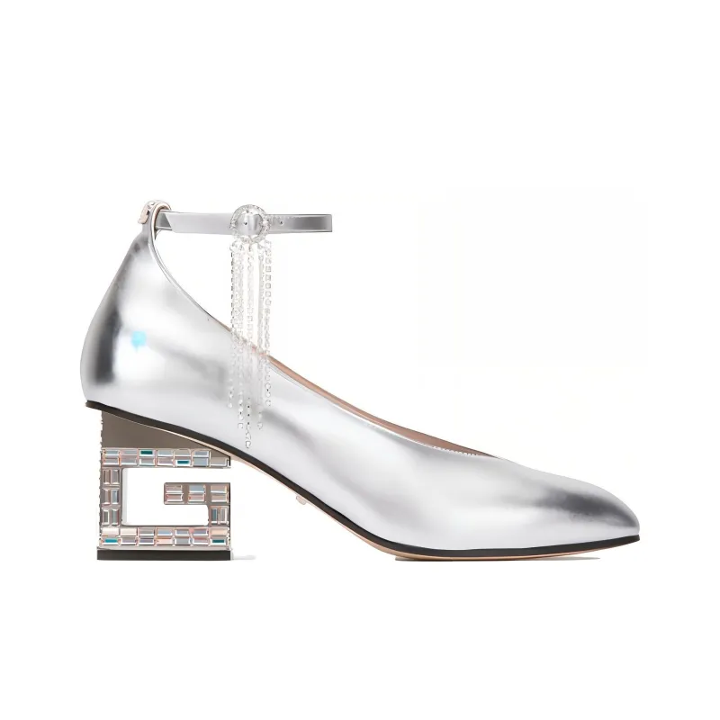 GUCCI Metallic G Block Heel Pumps-1