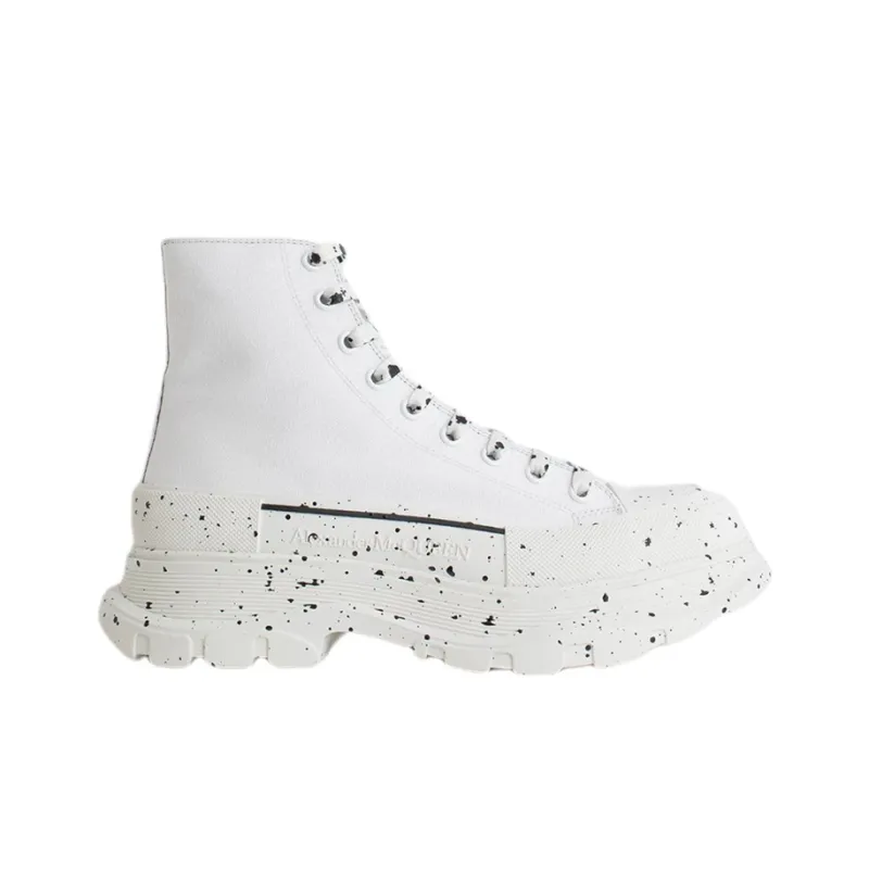 Alexander McQueen Paint Tread Slick High Sneakers 'White Black'-1