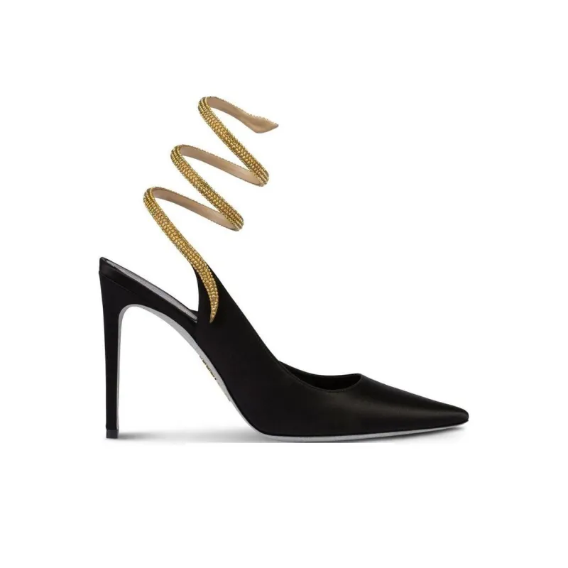 René Caovilla Cleo 80mm Rhinestone-embellished Satin Pumps-1