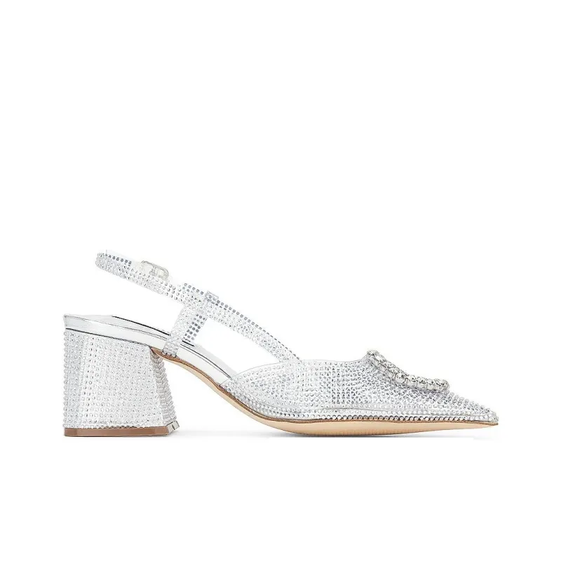 STEVE MADDEN Bergen Heel Chunky Heel High Heels 6.5cm Women's Silver-1