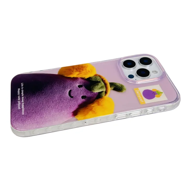 Wei Xin Acrylic Material Headphone Eggplant Phone Cases Compatible With IPhone 16/15 Pro Max/Apple 13/14 Pro/Max-3