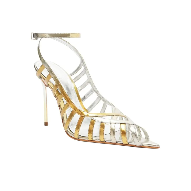 Schutz Iris Slim Heel High Heels 10.6cm Women's Silver-2