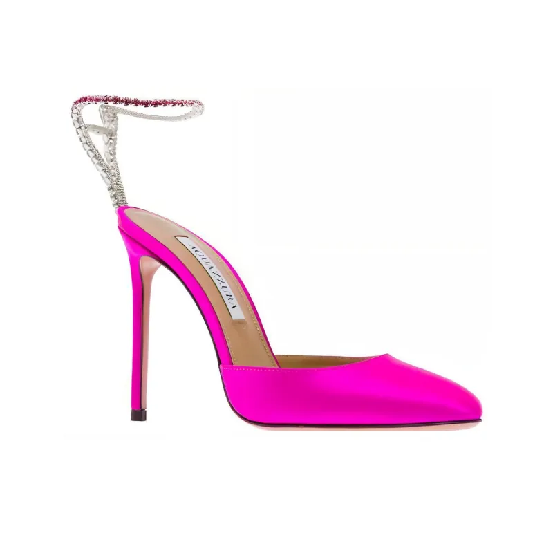 AQUAZZURA 110mm Crystal-embellished Satin Pumps-2