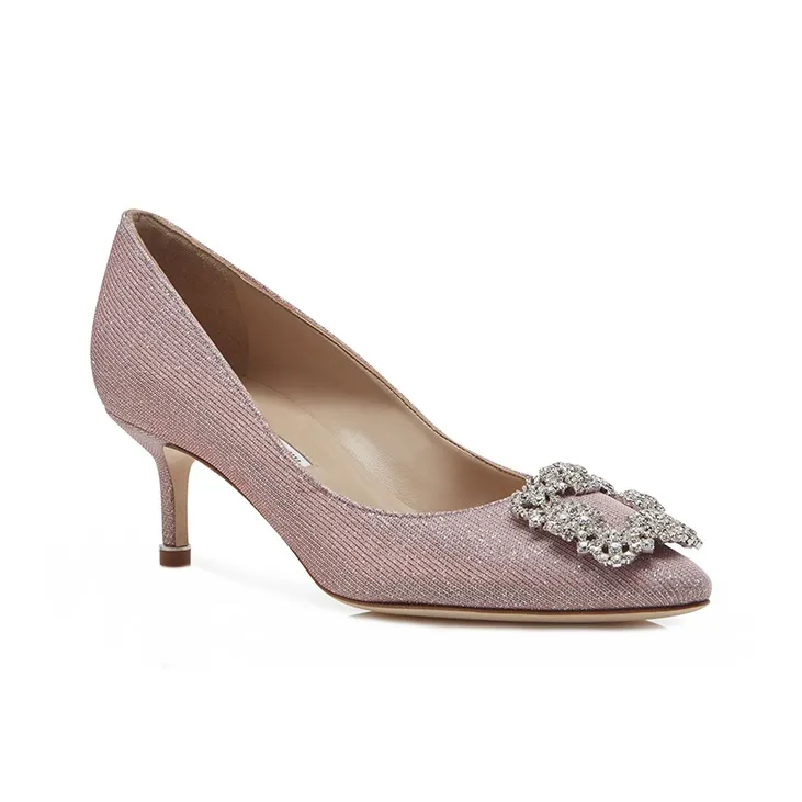 MANOLO BLAHNIK HangisiI Glitter 50 Slim Heel High Heels Women's Light Pink-2