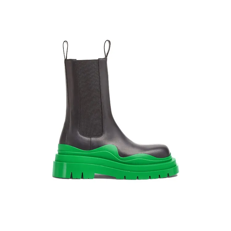 Bottega Veneta Tire BV Crew Chelsea Boots 5.5cm Men's Black Grass Green-1