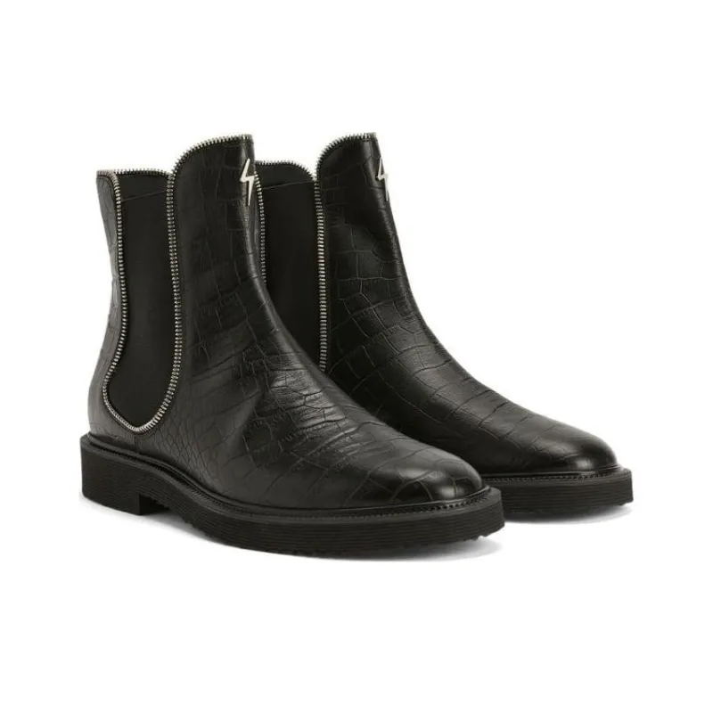 Giuseppe Zanotti Crocodile effect Leather Ankle Boots-2