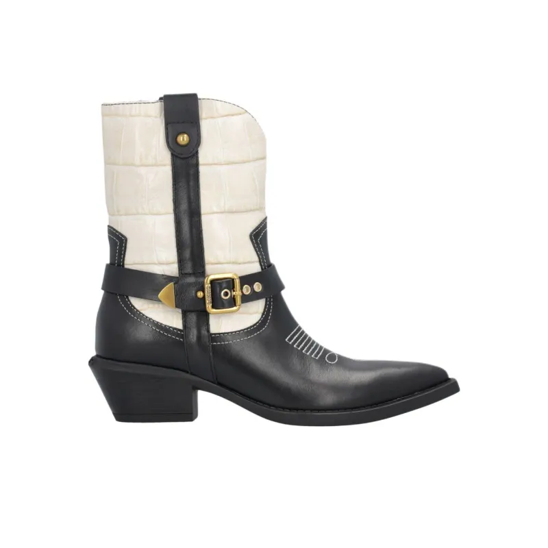 PINKO Texan Ankle Boots 5.5cm Women's Black White-1