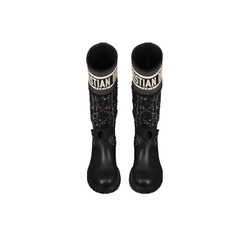 DIOR D Major Knee high Boots Women's Black-4