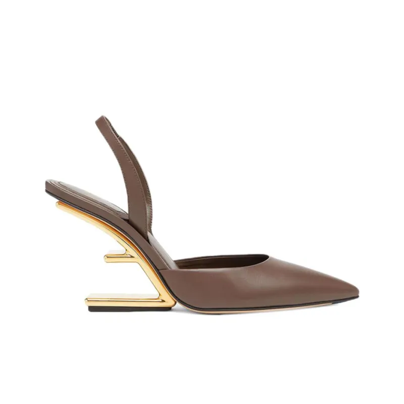 FENDI Leather Slingback Pumps-1