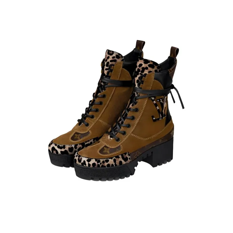 LOUIS VUITTON Laureate Boots 'Brown Yellow' Women's-3