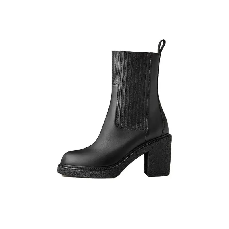 HERMES Donia Ankle Boots 7cm Women's Black-0