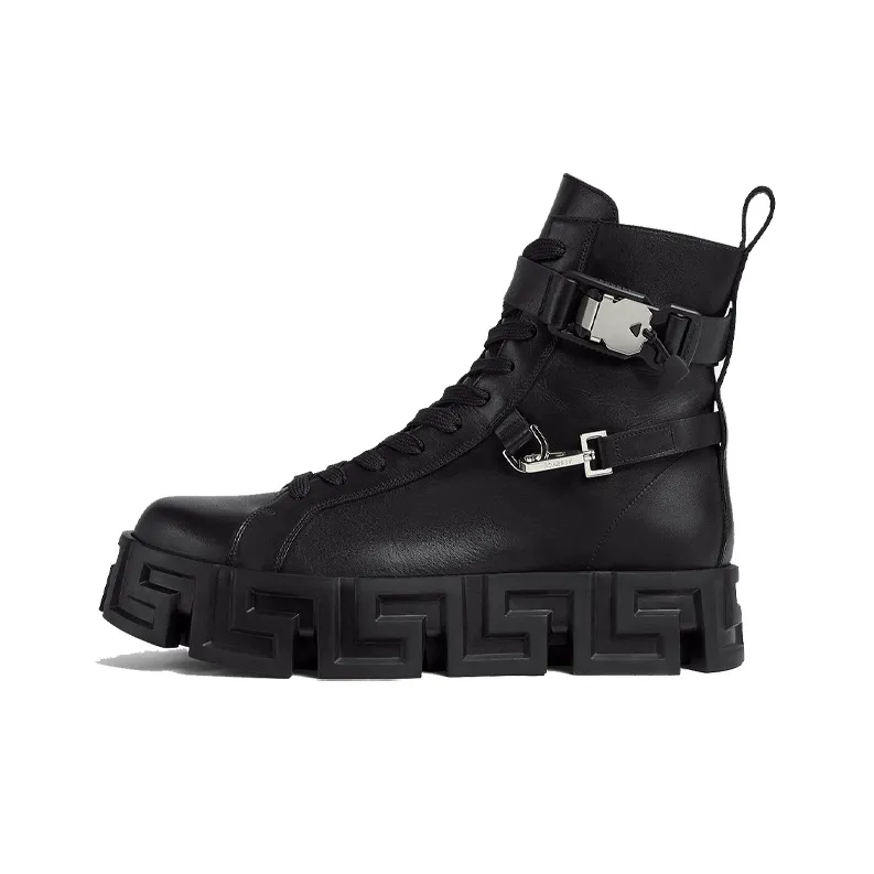VERSACE Greca Labyrinth Ankle Boots Men's Black-0