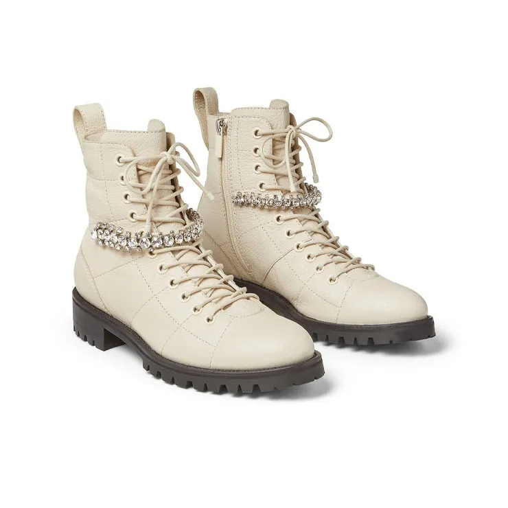Jimmy Choo Cruz Flat Martin Boot Women's Ecru-1
