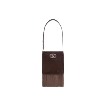 Valentino Suede Shoulder Bag Women's Dark Brown