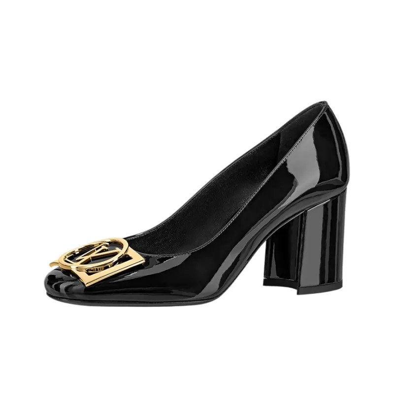 LOUIS VUITTON Madeleine Chunky Heel High Heels Women's Black-0