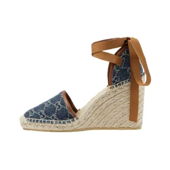 GUCCI Wedge Heel High Heels Women's Denim Blue