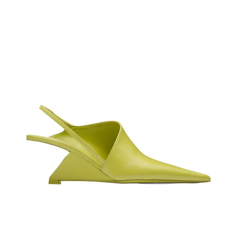 PRADA Irregular Heel High Heels Women's Lime Green-1