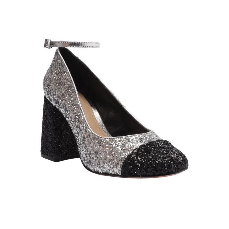 Schutz Dorothy Shine Chunky Heel High Heels 8.7cm Women's Silver-2