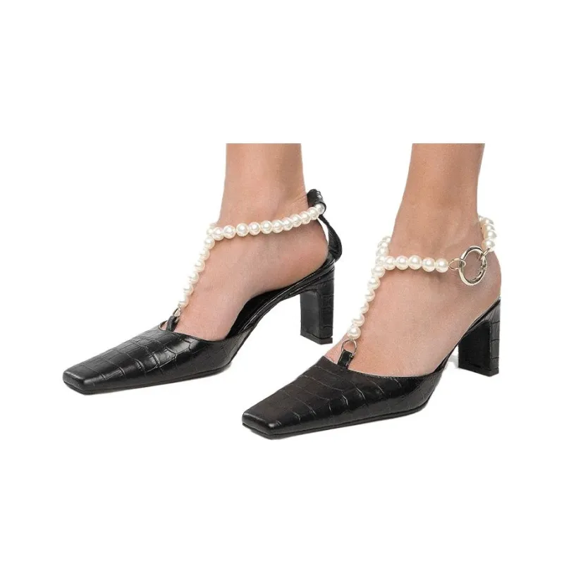 Nina Zarqua Gogola Chunky Heel High Heels Women's Black-0