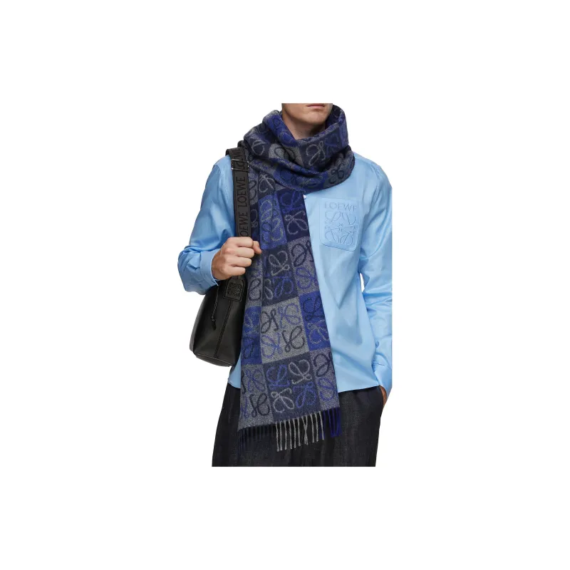LOEWE Knit Scarves Women's Blue-4