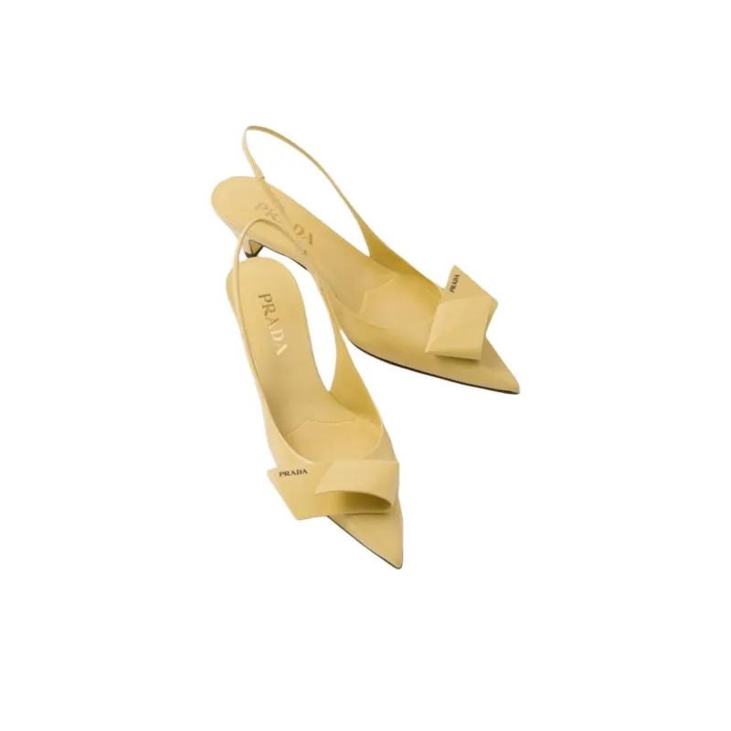 PRADA 45mm Bow-appliqué Slingback Pumps-3