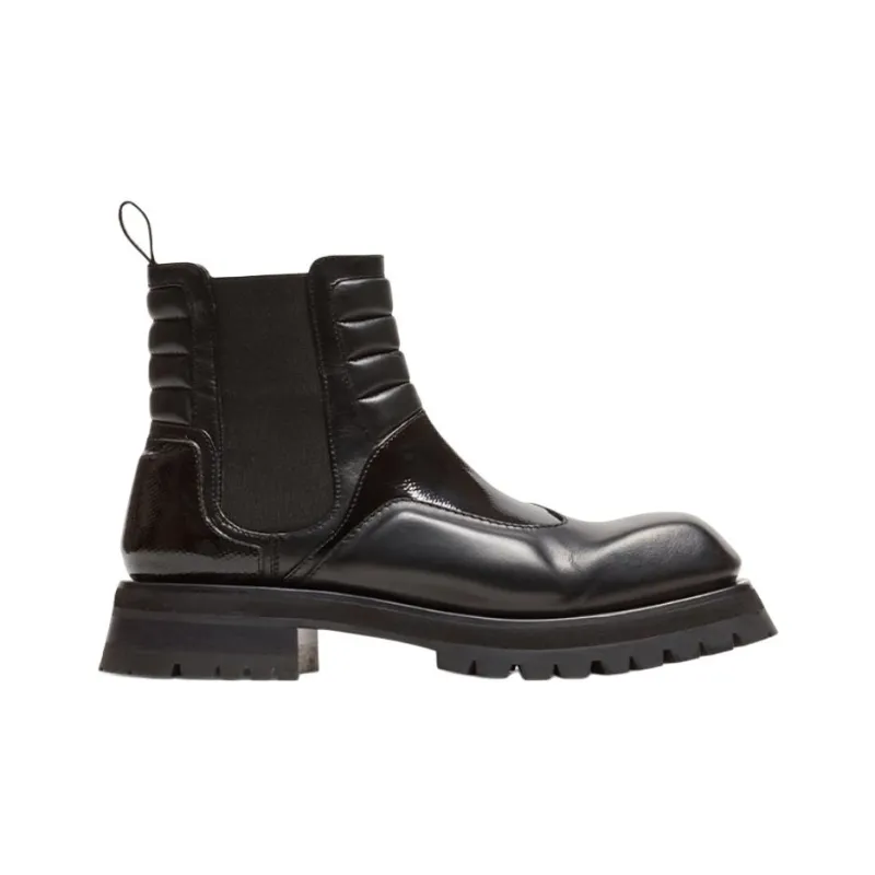 BALMAIN Panelled Square Toe Quilted Boots-1