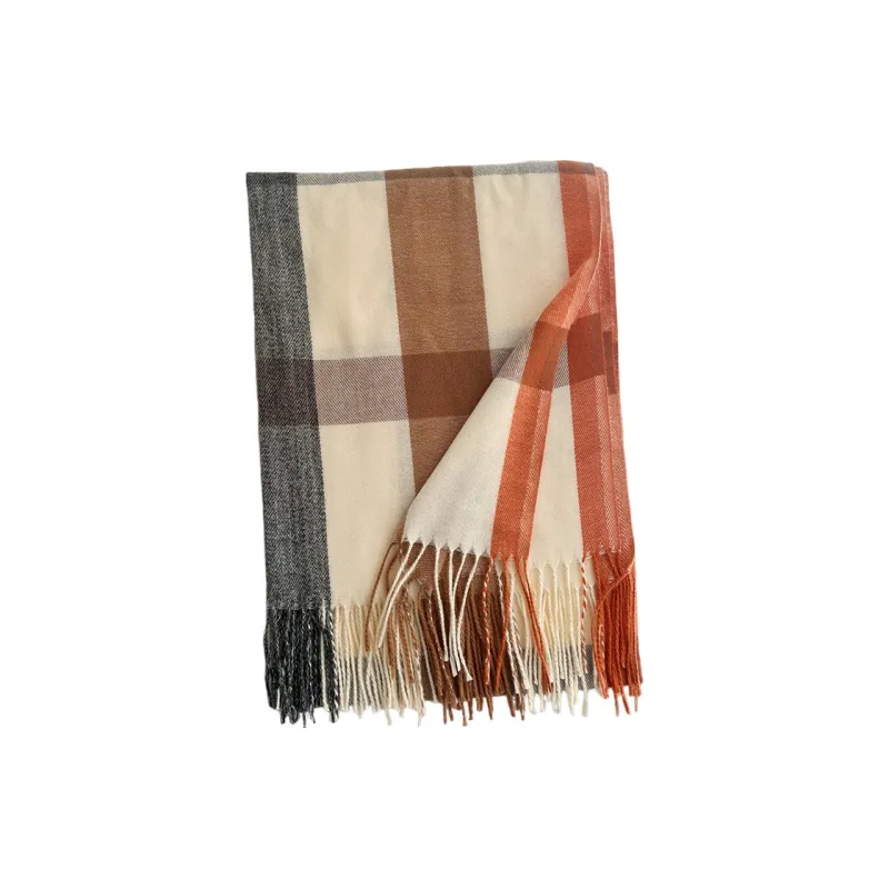 PISHUSHU Faux Cashmere Knit Scarves Unisex-1