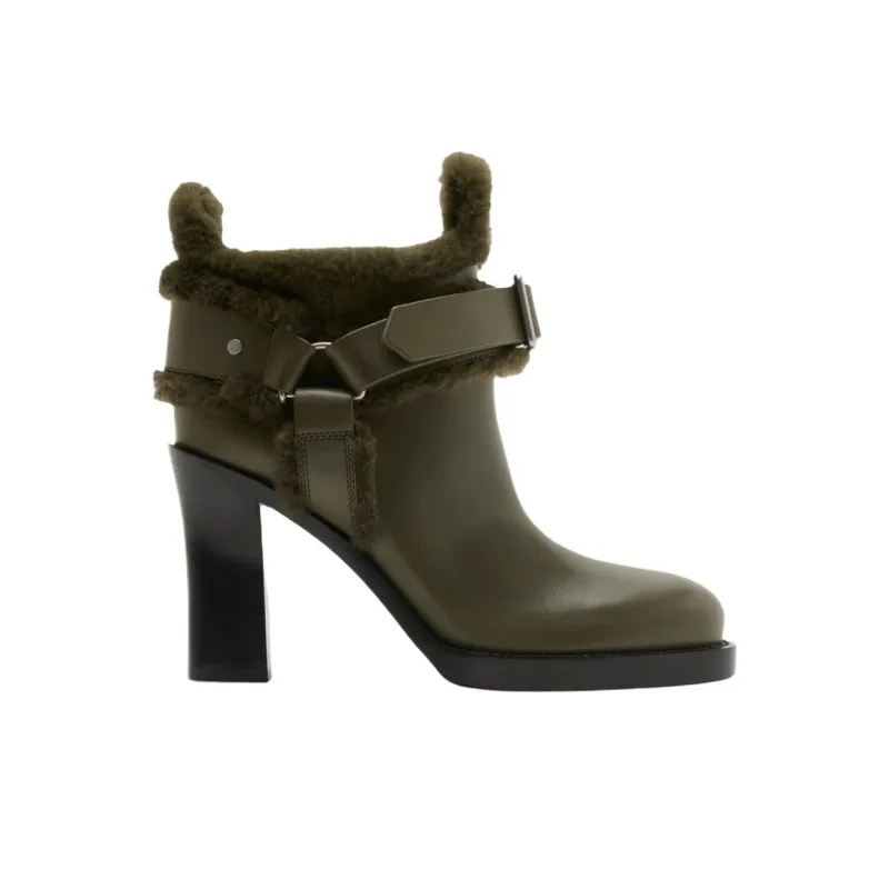 Burberry Italian Ankle Boots 8.5cm Women's Green-1