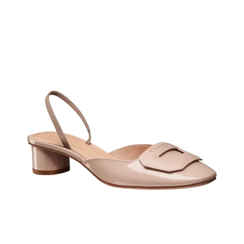 DIOR Chunky Heel High Heels 3.5cm Women's Nude-2