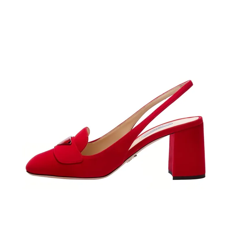 PRADA Chunky Heel High Heels Women's Red-0